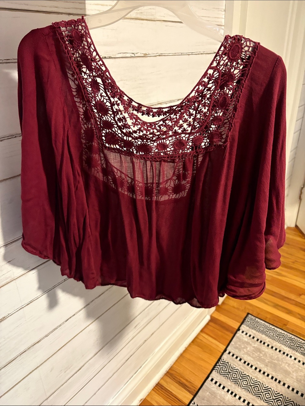 Aeropostale Crochet Yoke Tunic - Wine